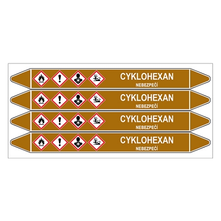 Značení potrubí, cyklohexan,4 ks, 250 × 26 mm